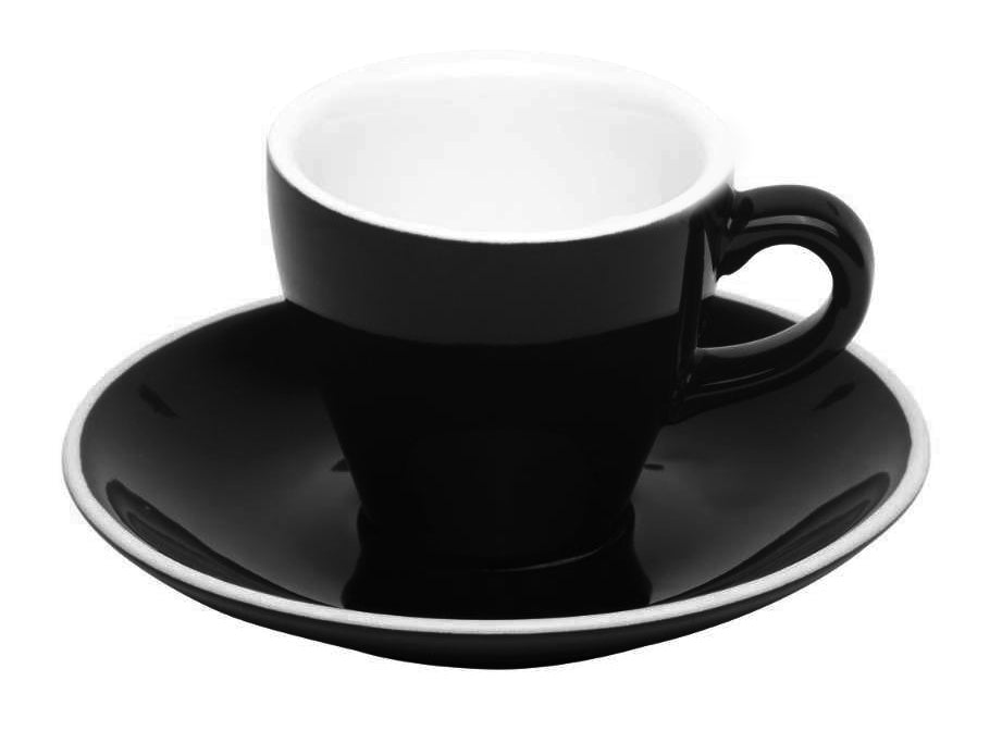 Espressotasse schwarz aus Porzellan mit Untertasse